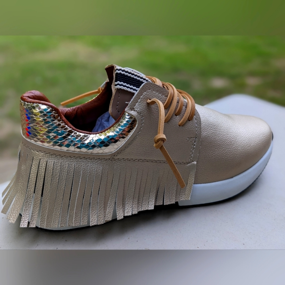 ShuShop Vegan Leather Moccasin Fringe Sneaker